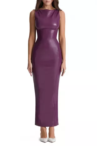 Sahara Faux Leather Body-Con Maxi Dress