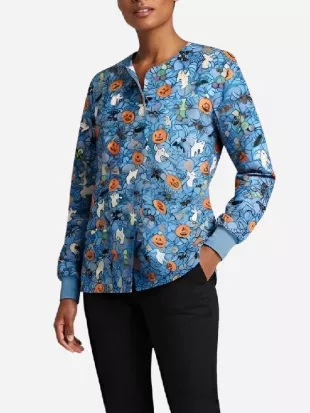 Halloween Spiders Pumpwebs Scrub Jacket