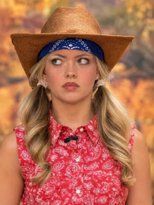 Big Brother USA S28 Melody Morris Paisley Print Sleeveless Shirt