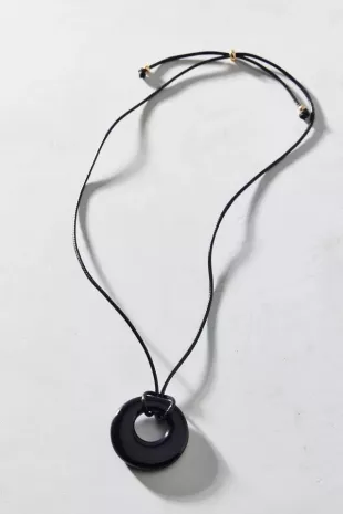 Short Thick Resin Pendant Cord Necklace