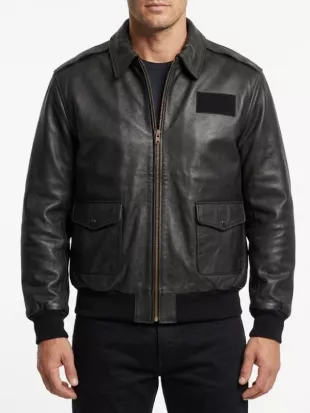Men’s USAF A-2 Military Black Leather Bomber Jacket