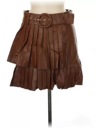 Brown aux Leather Skirt