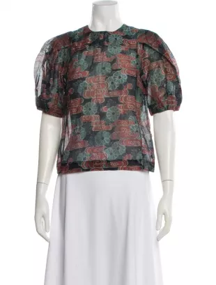 Floral Print Crew Neck Blouse