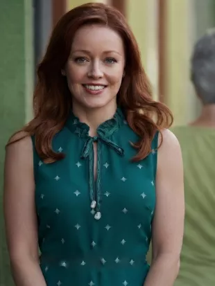 Lindy Booth The Librarians S04 Green Sleeveless Top