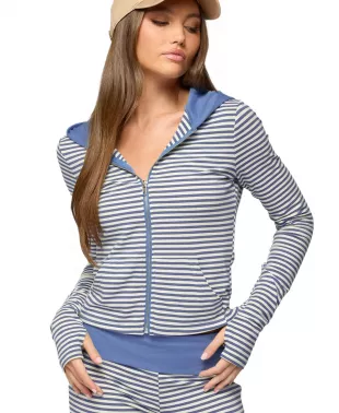 Meggy Colorblock Stripe Zip Hoodie