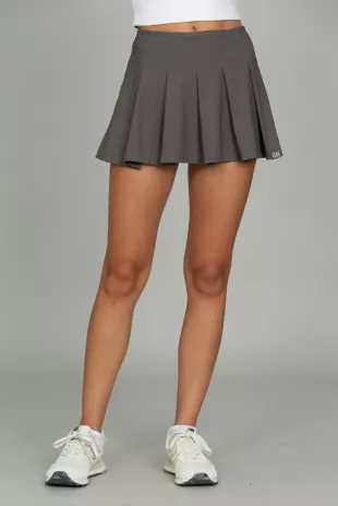 Charcoal Courtside Pleated Tennis Skirt