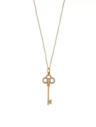 8K Diamond Crown Key Pendant Necklace