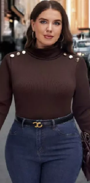 Lune Brown Turtleneck Top