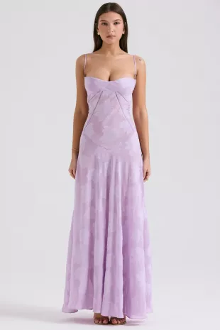 Orchid Floral Lace Back Maxi Dress