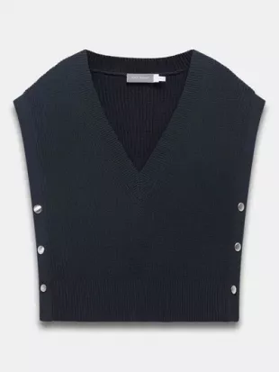 Sleeveless Cotton Rib Knit Tabard Top