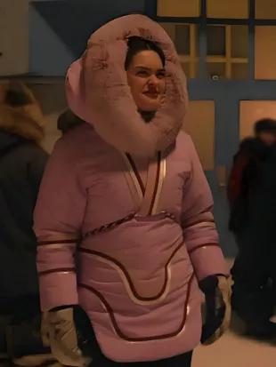North Of North S02 Anna Lambe Pink Hooded Parka Coat