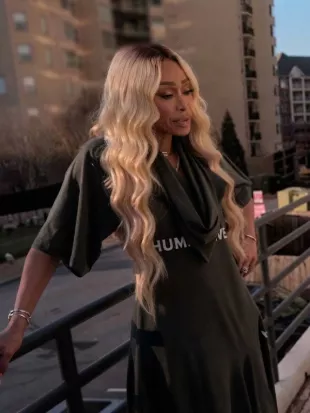 Caught in the Act Unfaithful S4 Tami Roman Grey Cowl Neck Midi Dress