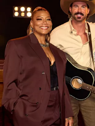 The Voice S30 Queen Latifah Double-Breasted Burgundy Blazer