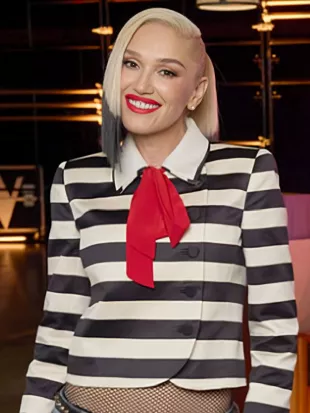 The Voice S30 Gwen Stefani Black and White Striped Jacket
