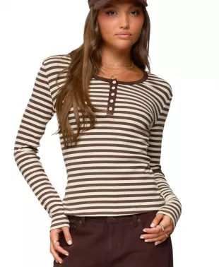 Roma Striped Henley Top