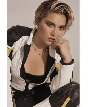 2026 Photoshoot Florence Pugh Moto Jacket