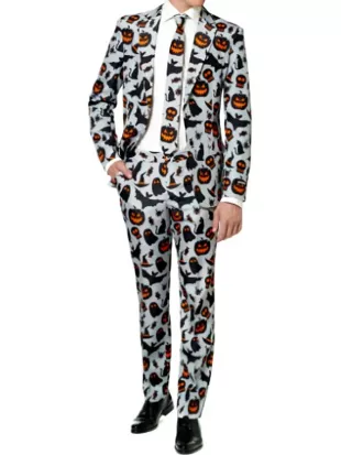 Halloween Grey Pumpkin Print Suit