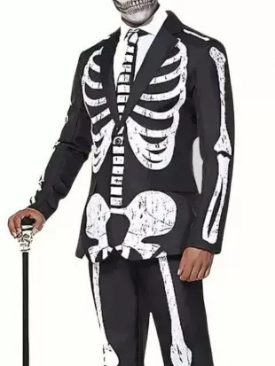 Halloween Black Skeleton Costume Suit