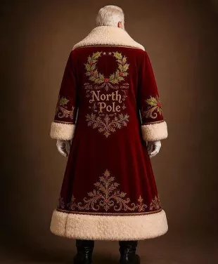 Red Velvet Embroidered Santa Coat