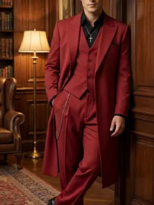 Mafia Gangster Pachuco Style Burgundy Suit