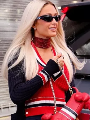 Paris Hilton 2026 US Open Red Sweater Vest