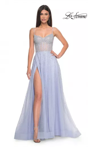 Beaded Long A-Line Prom Dress