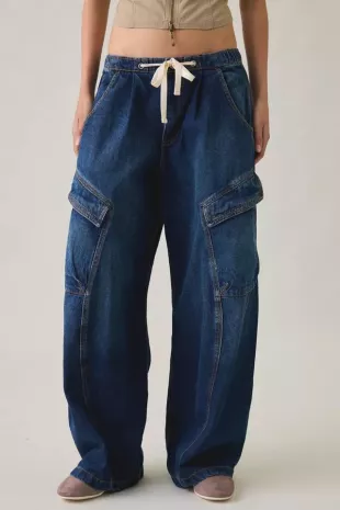 Station Cocoon Baggy Barrel Leg Cargo Jeans