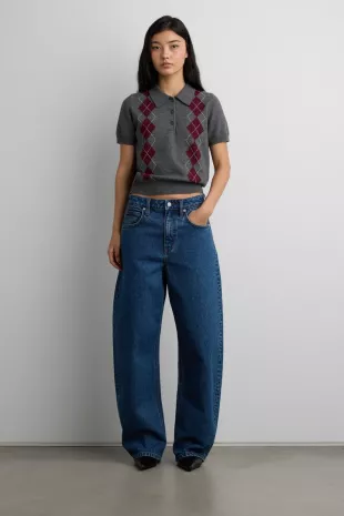 Argyle Short Sleeve Polo Sweater