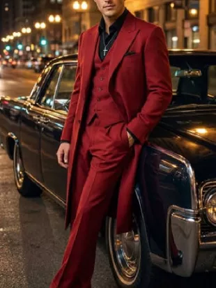 Mafia Pachuco Style Burgundy Suit