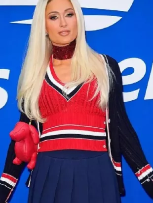 Paris Hilton 2026 US Open Red Sweater Vest