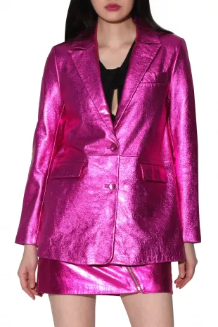 Kiki Metallic Leather Blazer