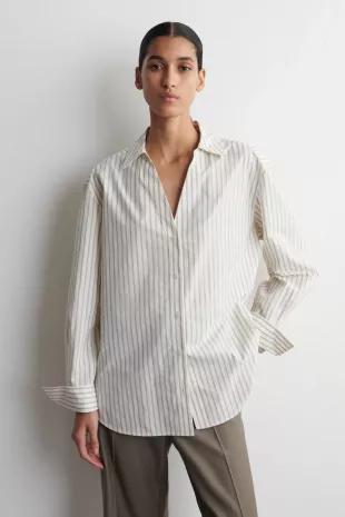 Open Collar Cotton Poplin Shirt