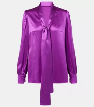 Silk Neck Tie Blouse