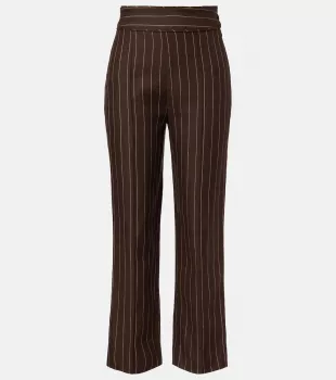Thea Pinstripe High Rise Linen Pants