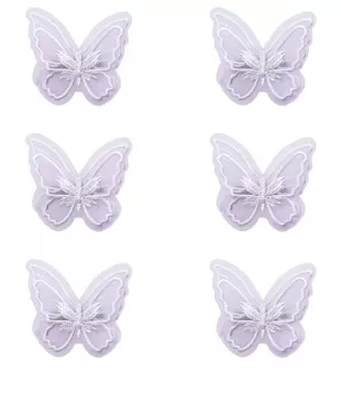 6 Pcs Lace Butterfly Hair Clips Soft Embroidery Flower (Purple)