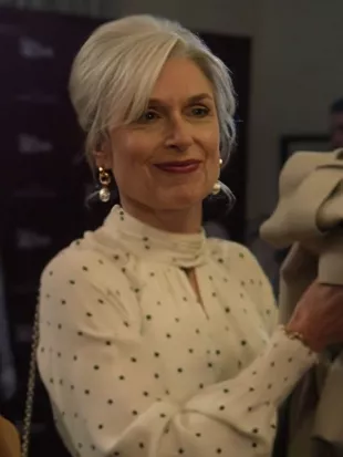 Marble Hall Murders S01 Amelia Bullmore Polka Dot Maxi Dress