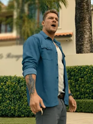 Runner 2026 Alan Ritchson Blue Cotton Jacket