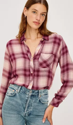 Hunter Shrit in Faded Plum ivory