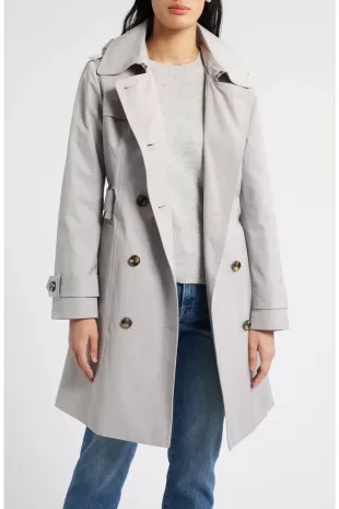 Missy Hooded Belted Trench Coat Grey