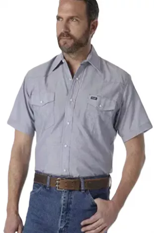 Men's Snap Short Sleeve Western Snap Plaid Shirt