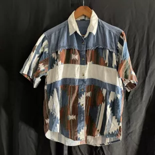 Turn Around Western Aztec Print Short Sleeve Button Down Shirt