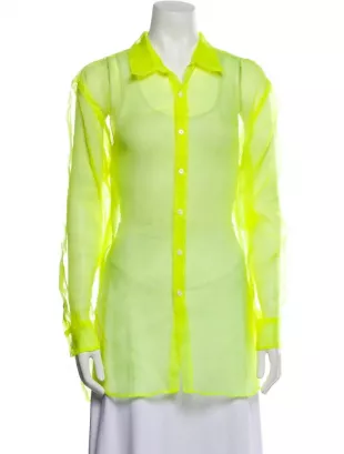 Silk Long Sleeve Button-up Top