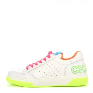 Calfskin  Logo Sneakers 40.5 White Multicolor