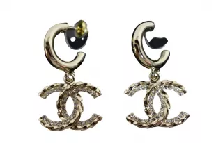 Logo Hoop Dangle Statement Stud Earrings