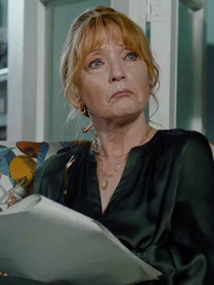 Marble Hall Murders S01 Susan Ryeland Green Silk Blouse