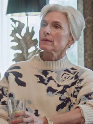 Marble Hall Murders S01 Amelia Bullmore Blue Rose Print Jumper