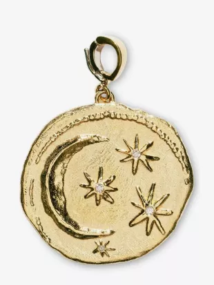 18KT Yellow Gold Large Cosmic Diamond Coin Chain