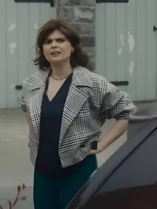 Death Valley S01 Gwyneth Keyworth Checkered Cropped Blazer