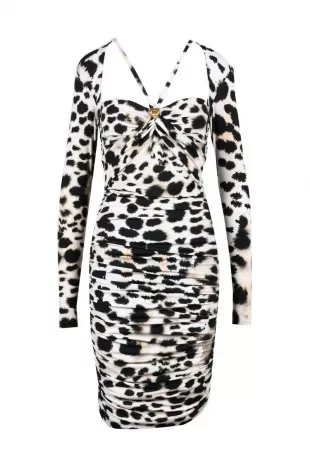 Leopard-Print Ruched Dress