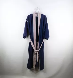 Streetwear Mens Large Distressed Velour Color Block Belted Bath Robe